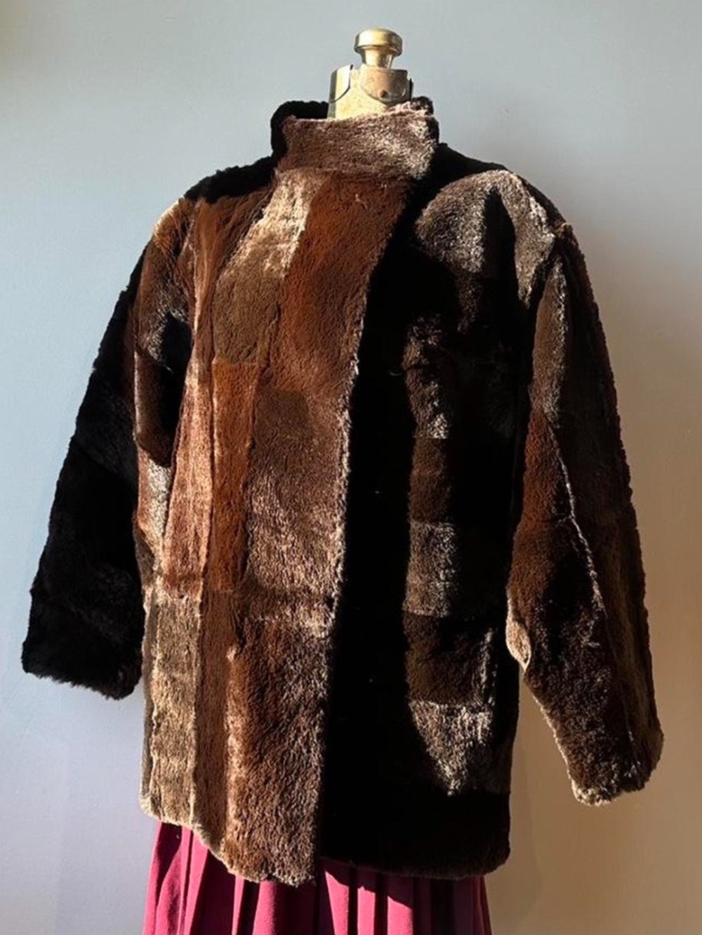 Brown Sheep Fur Patchwork Jacket - Women